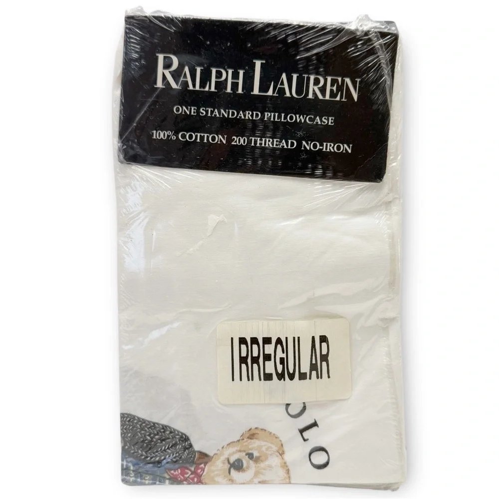 Vintage Ralph Lauren Cowboy Teddy Bear Standard Pillow Case NEW - IRREGULAR